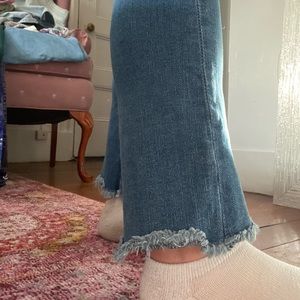 Free people straight cut raw hem jeans